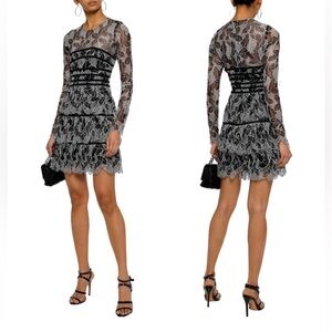 Black and White Lace Long Sleeve Dress 6